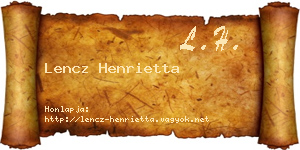 Lencz Henrietta névjegykártya